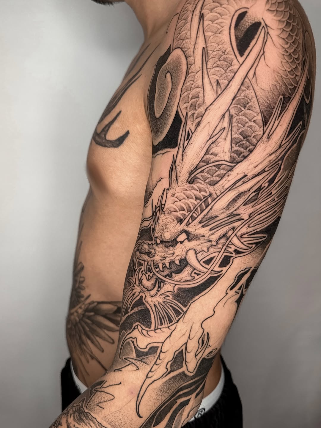 Tattoo by @338tattoo — japanese_irezumi, black_and_grey