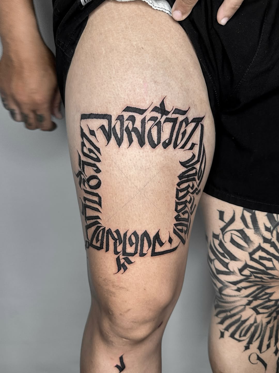 Tattoo by @338tattoo — lettering_script, blackwork