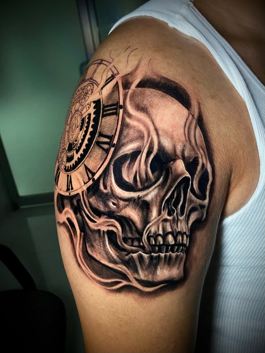 Tattoo by @aifos_arts94 — realism, black_and_grey
