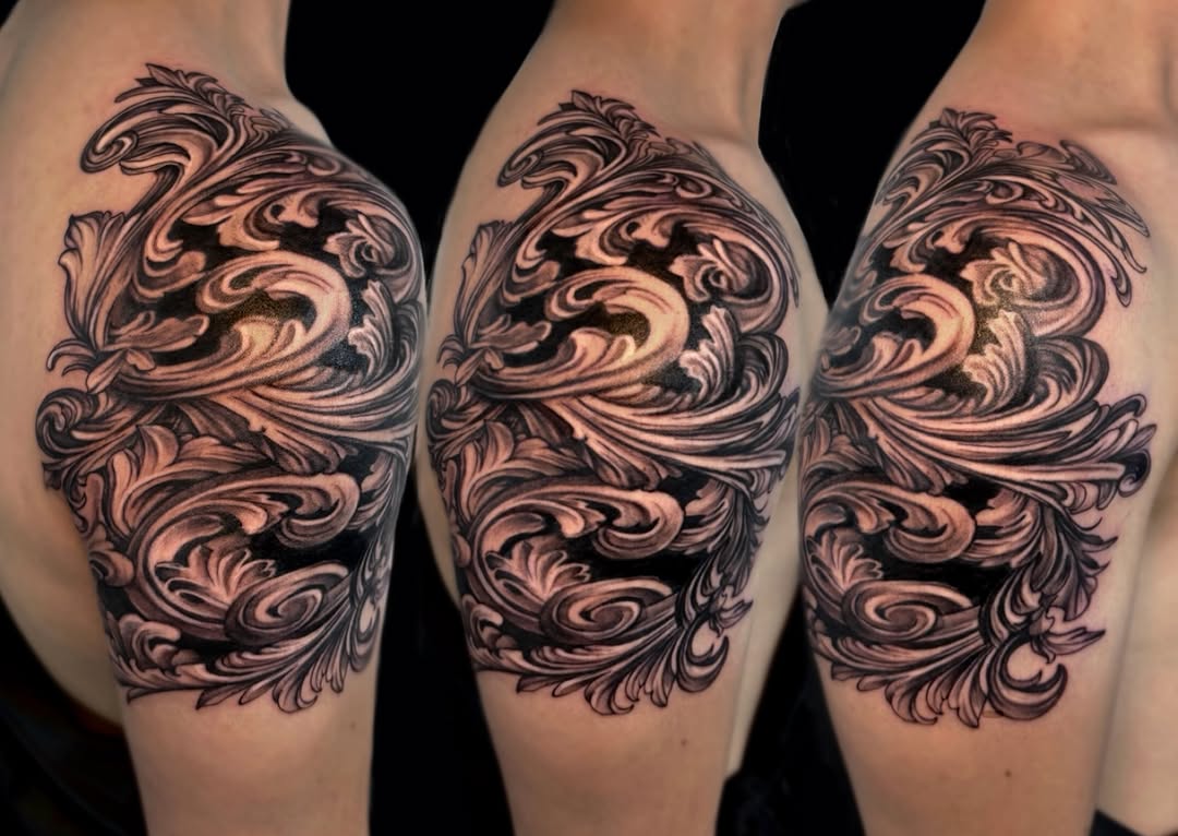 Tattoo by @hari__tattooer — ornamental, black_and_grey