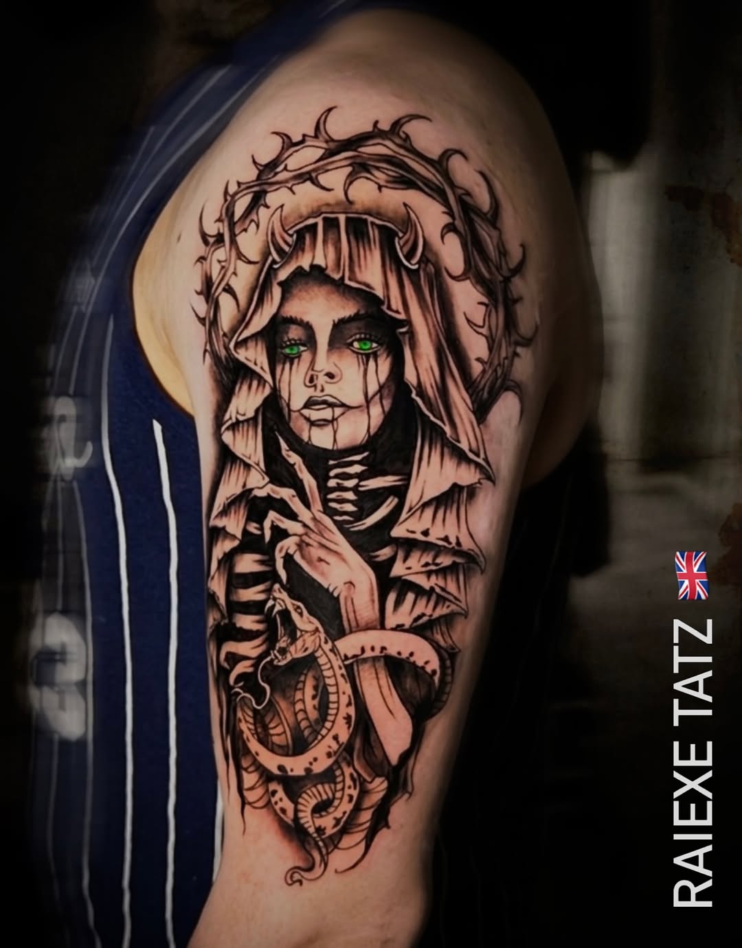 Tattoo by @raiexe.tatz โ dark_realism, black_and_grey