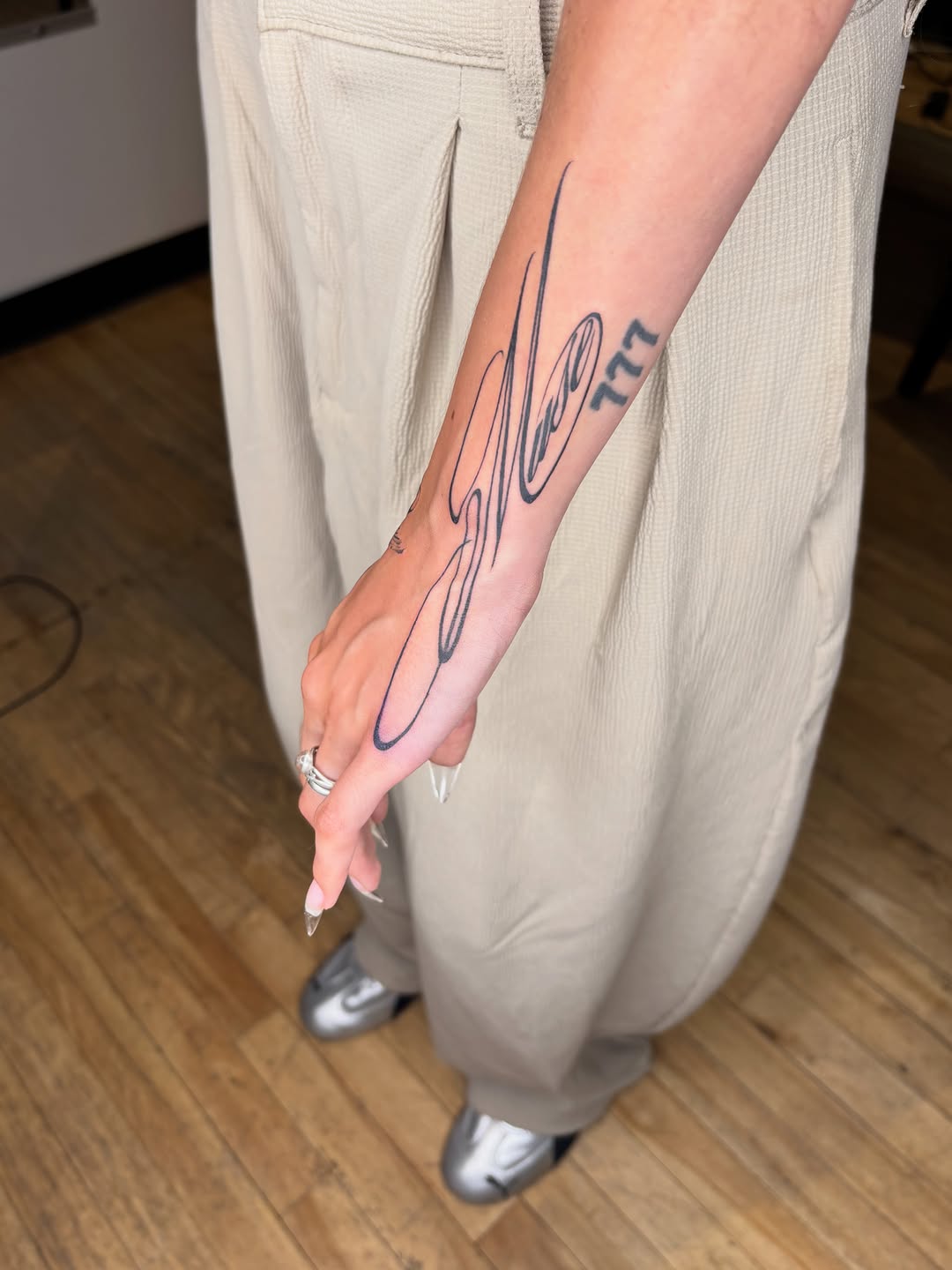Tattoo by @eeelleventh — lettering_script, fine_line