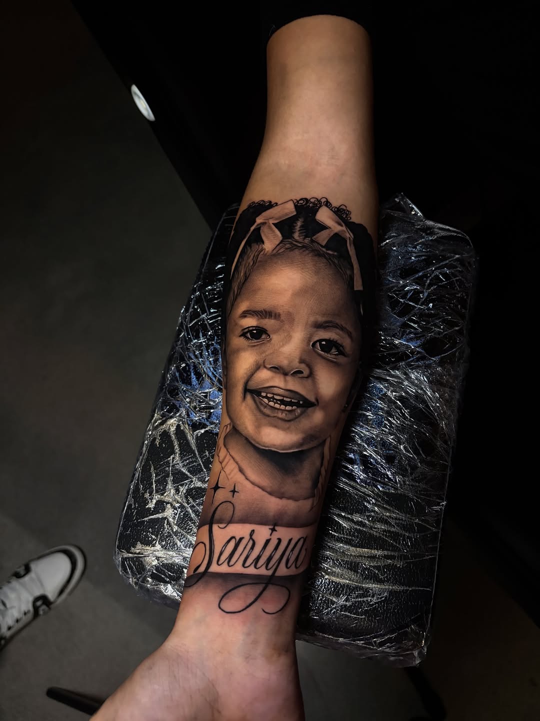 Tattoo by @n0face.j — realism, lettering_script