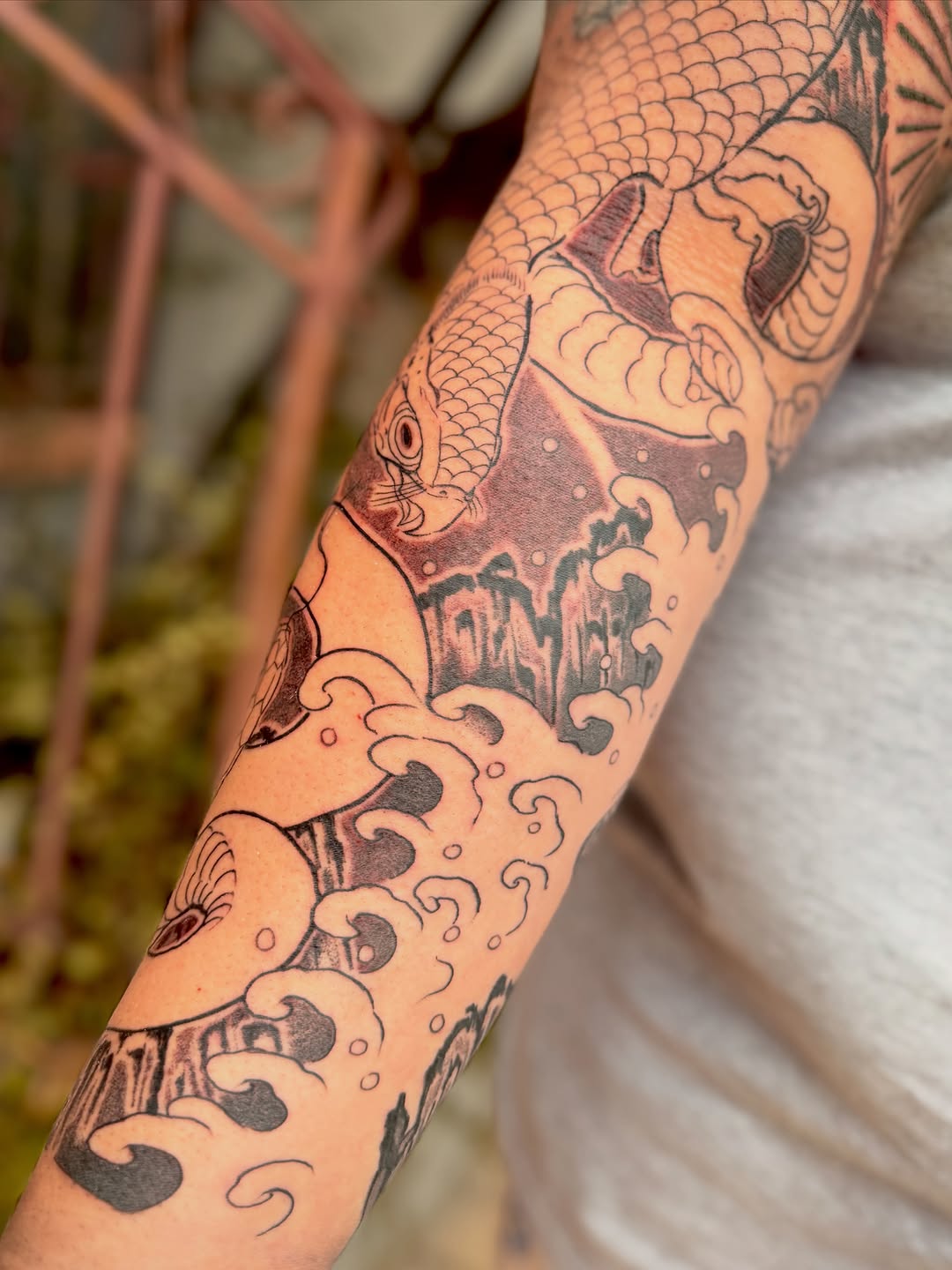 Tattoo by @morgan_tattoos — japanese_irezumi, black_and_grey