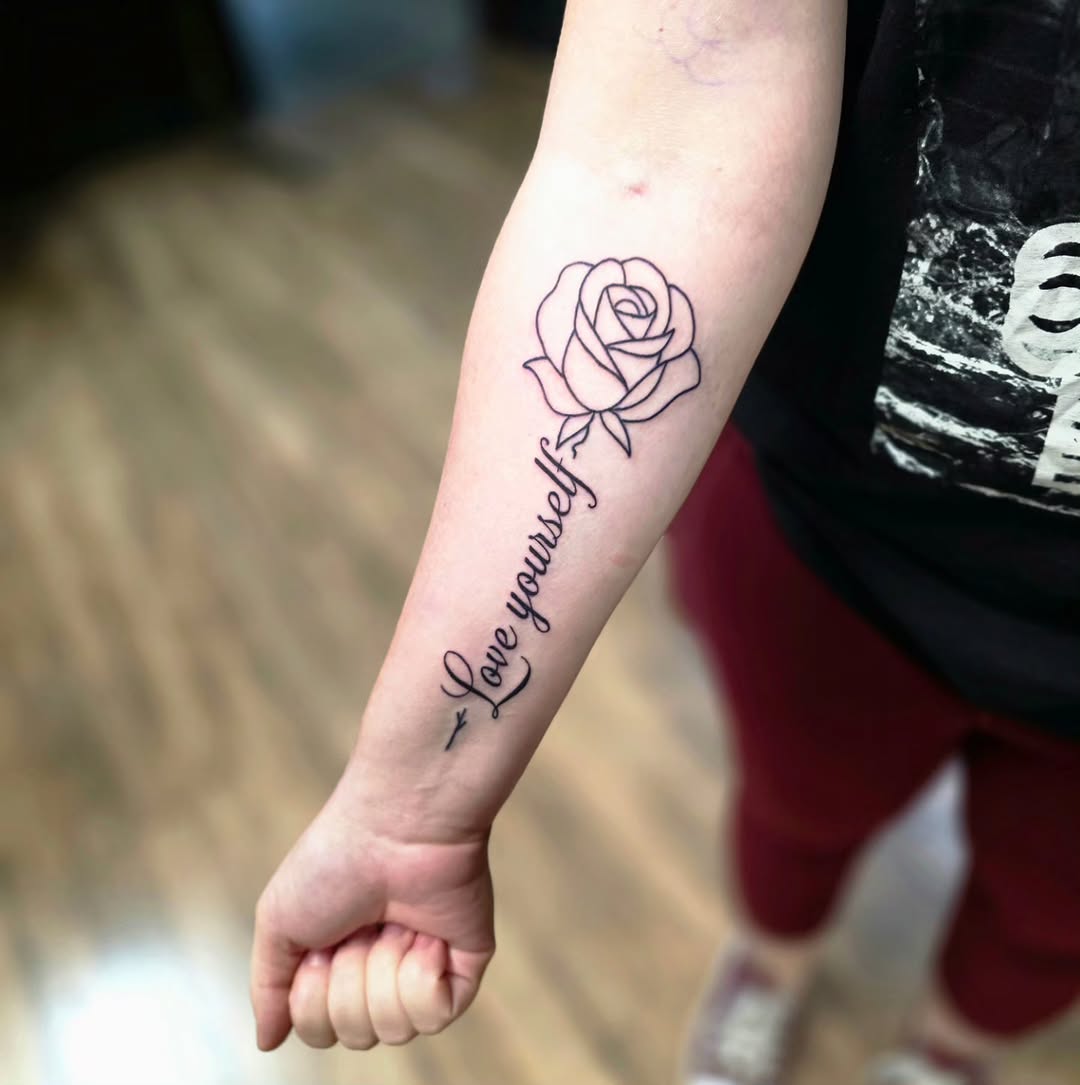 Tattoo by @toms_athenaeum — fine_line, lettering_script