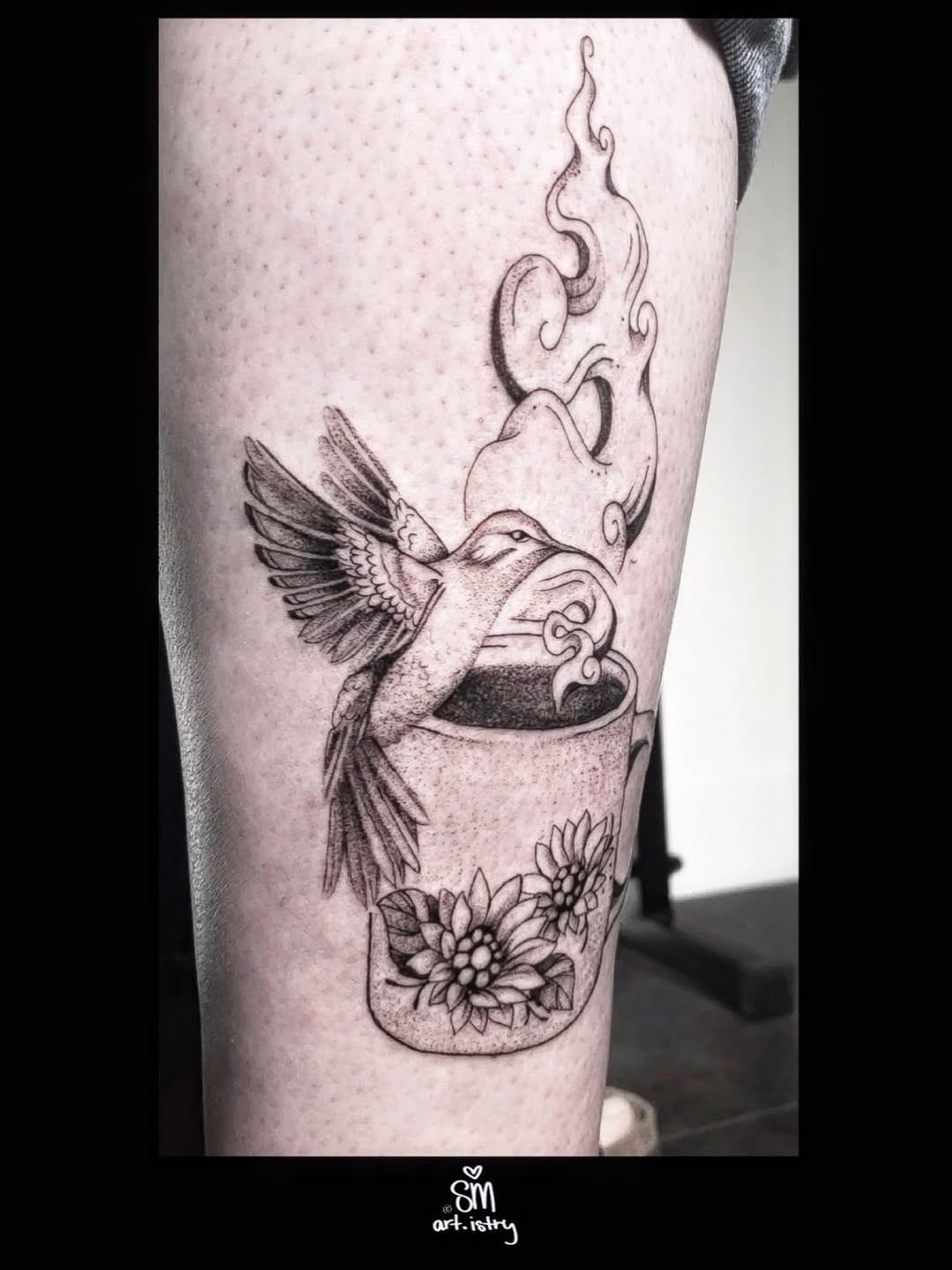 Tattoo by @sm.art.istry — black_and_grey, dotwork