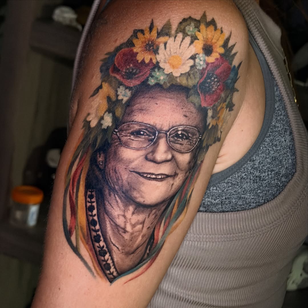 Tattoo by @fleurnoirestudio โ realism, black_and_grey