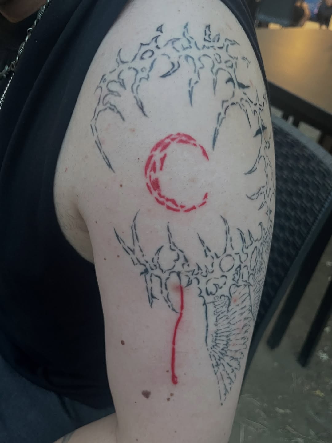 Tattoo by @marcisxo.ink β blackwork, trash_polka
