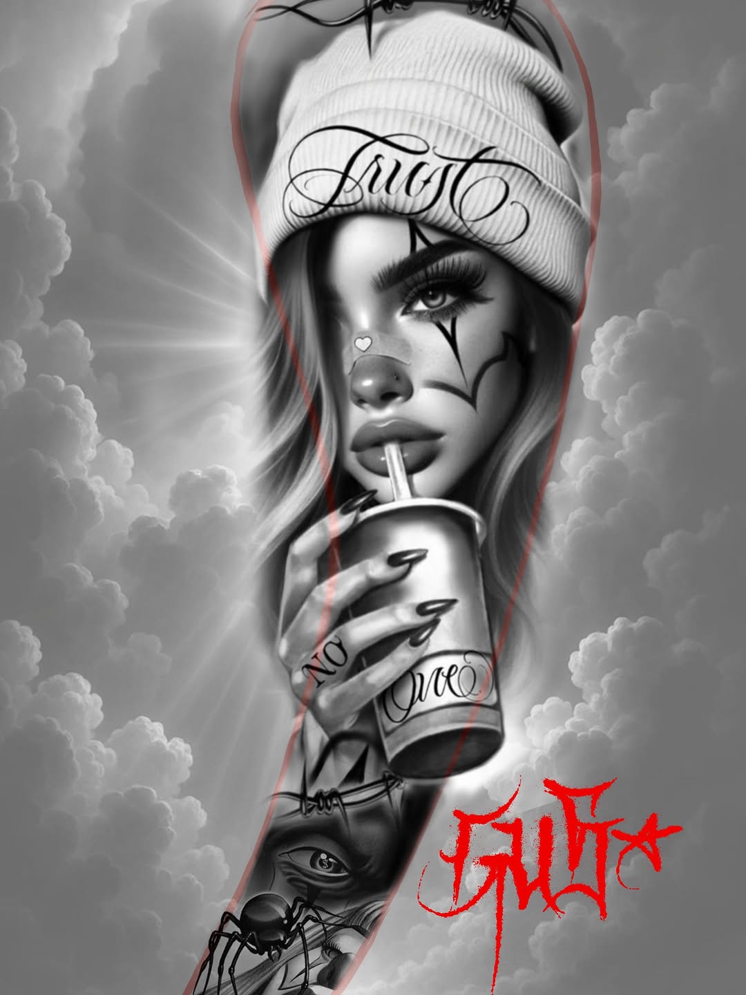 Tattoo by @art_gus_00 โ chicano, lettering_script
