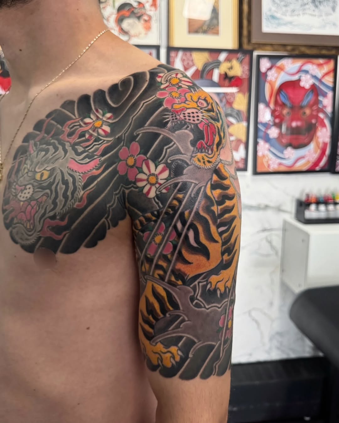 Tattoo by @baku_irezumi — japanese_irezumi, black_and_grey