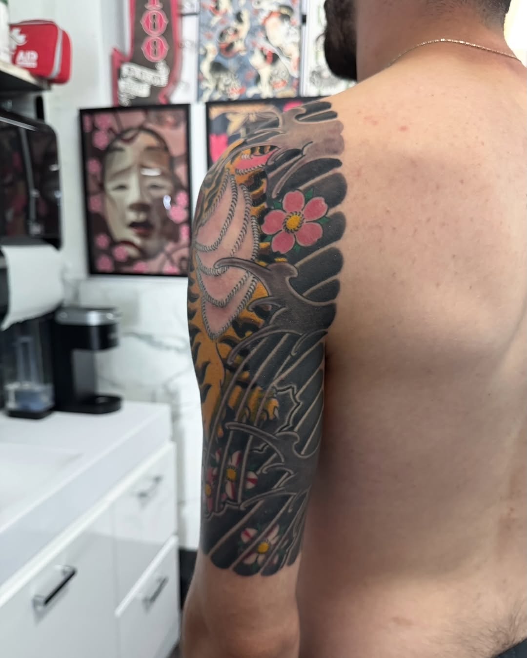 Tattoo by @baku_irezumi — japanese_irezumi, black_and_grey