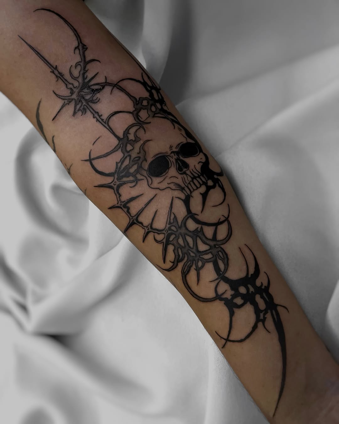 Tattoo by @azevtattoo — blackwork, dark_realism