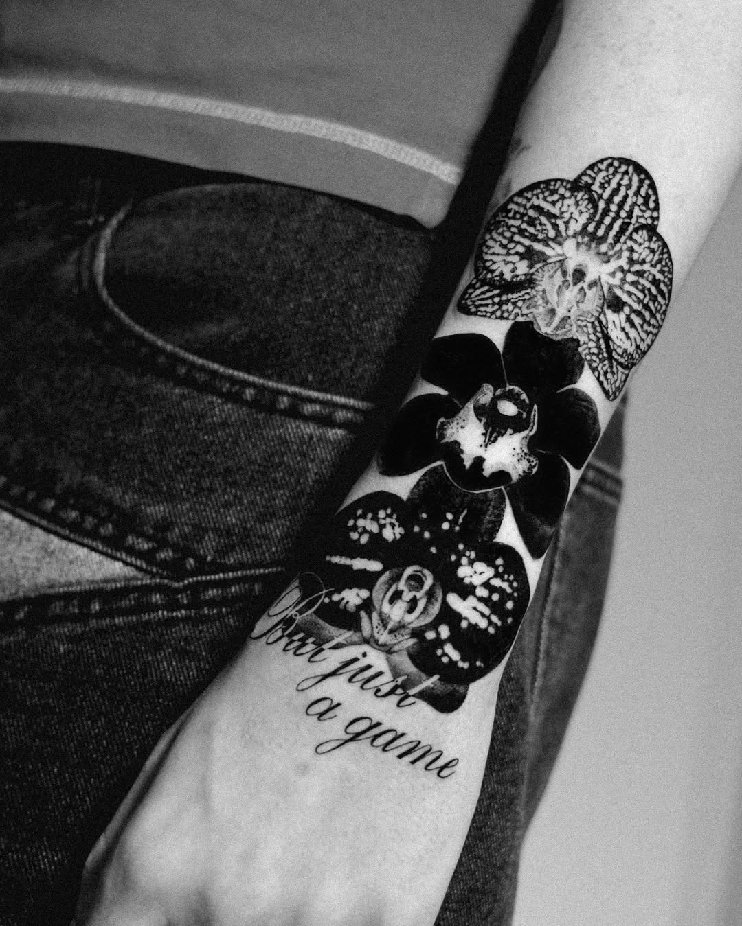 Tattoo by @theonly4zoy — black_and_grey, lettering_script