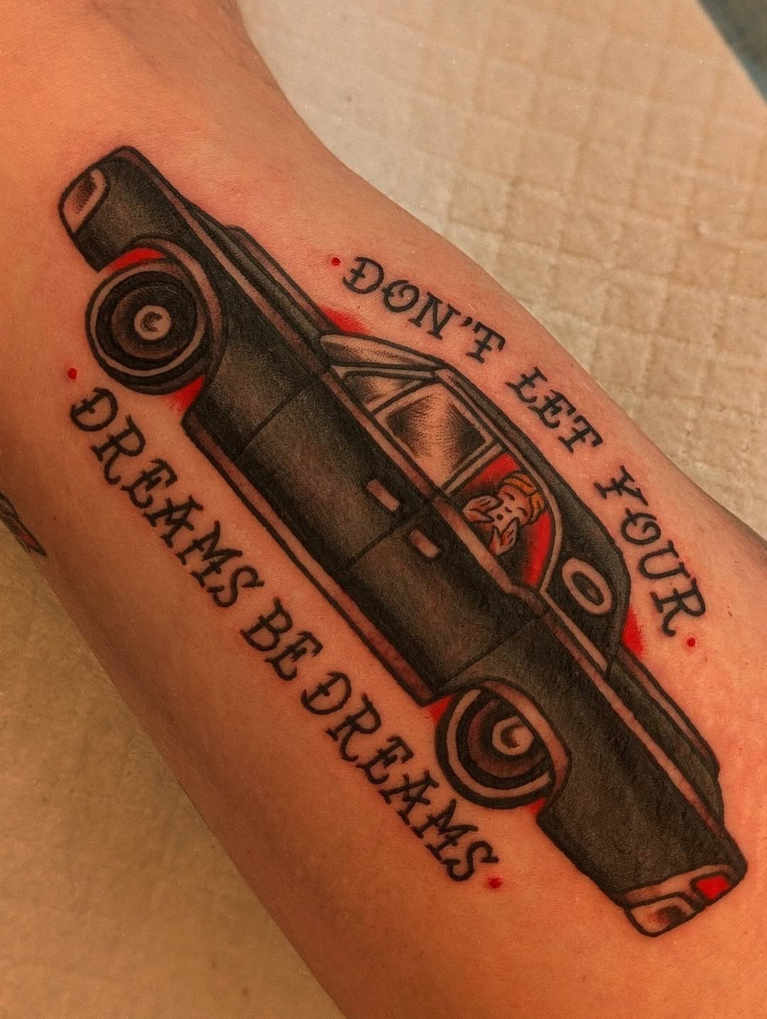 Tattoo by @sinisterspud — american_traditional, lettering_script