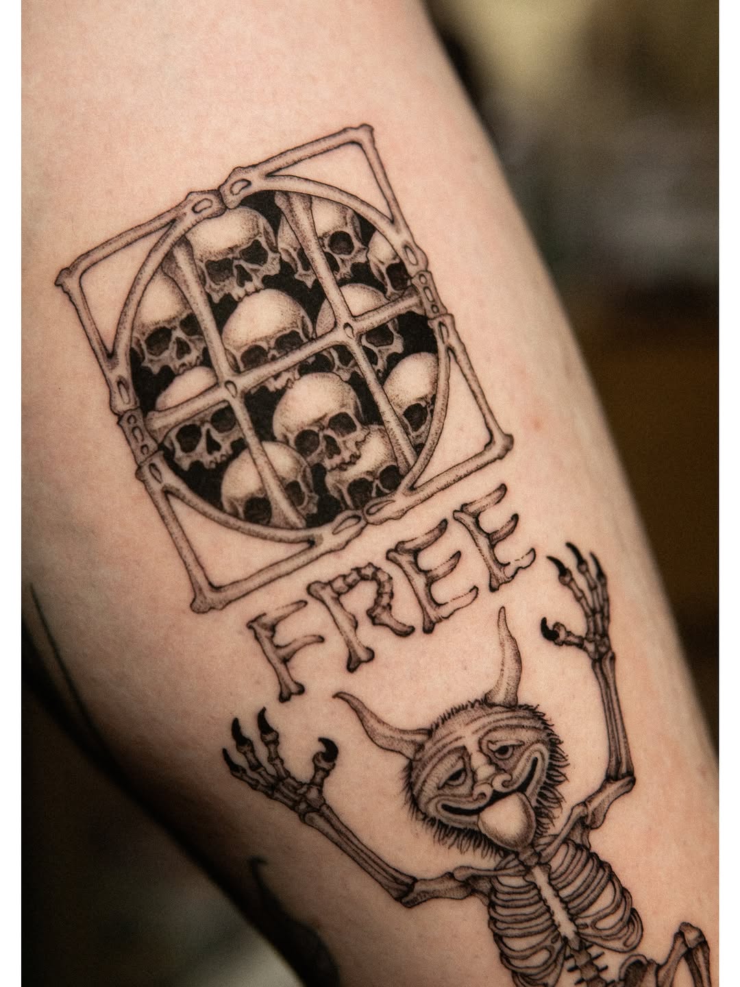 Tattoo by @minblackwork โ black_and_grey, dark_realism