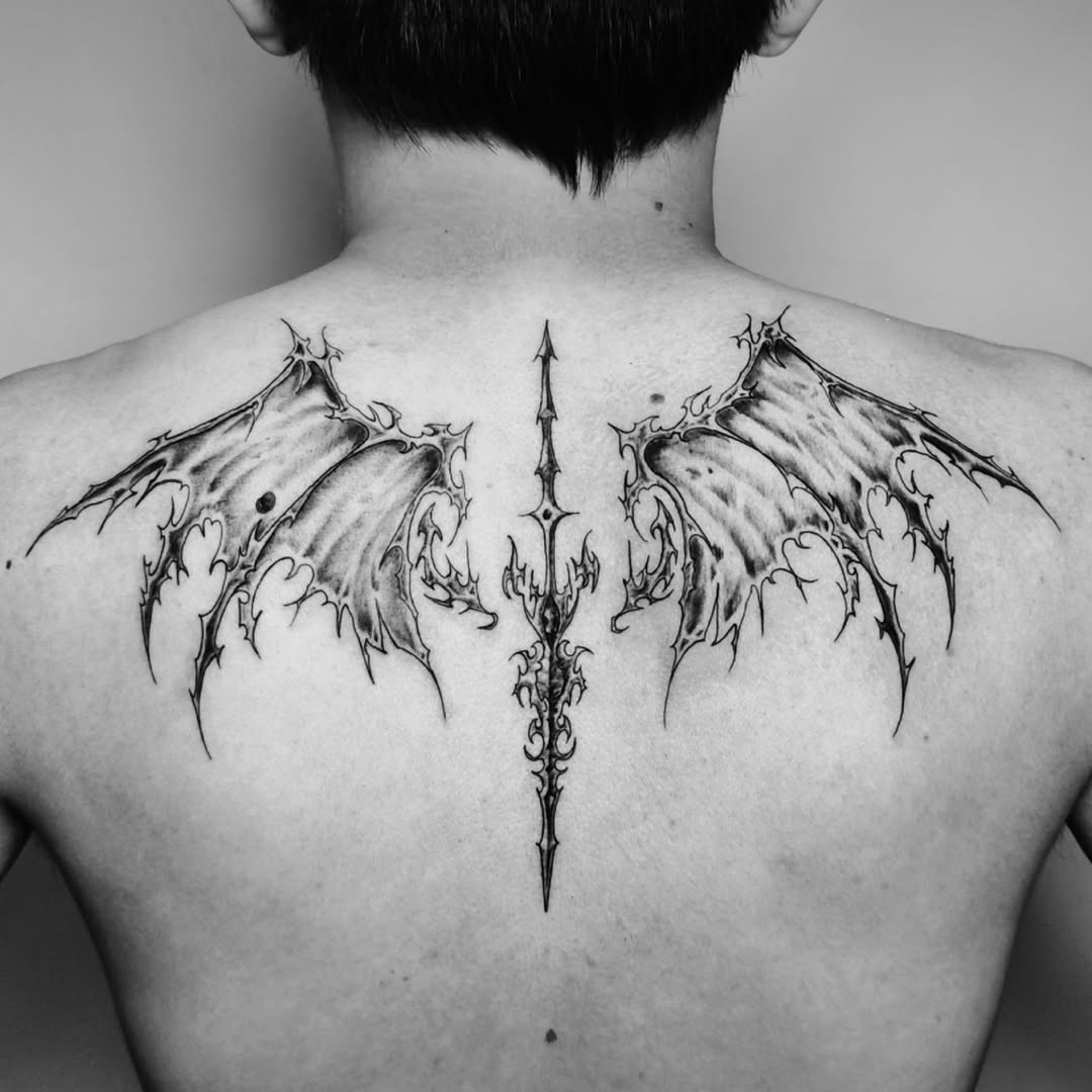 Tattoo by @100king.ink â blackwork, dark_realism