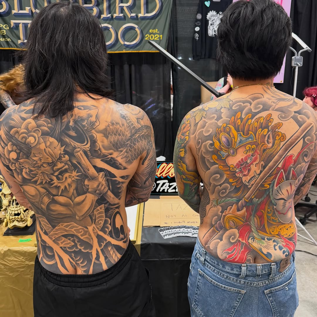 Tattoo by @tazhotzon โ japanese_irezumi, black_and_grey