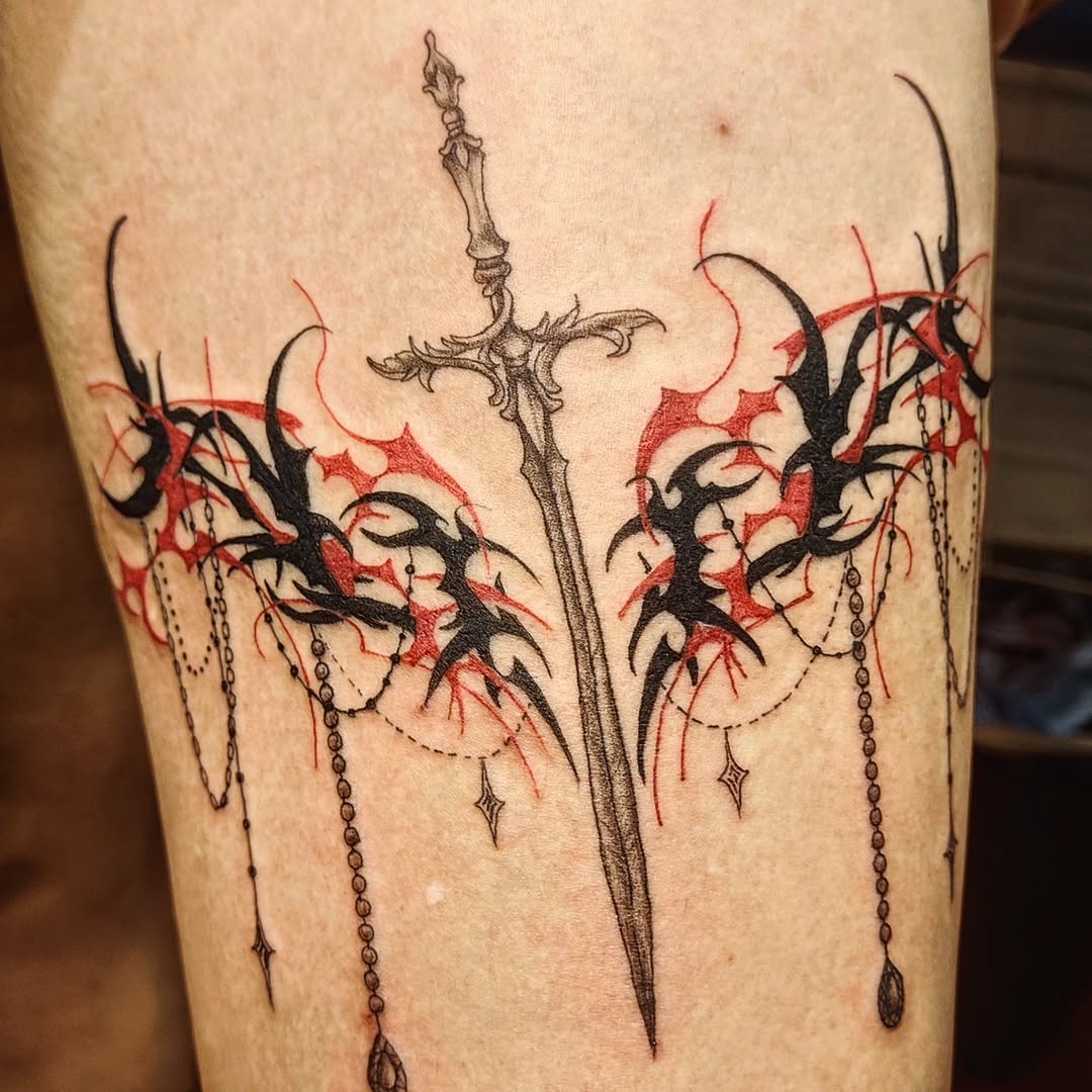 Tattoo by @tintafinart — blackwork, trash_polka