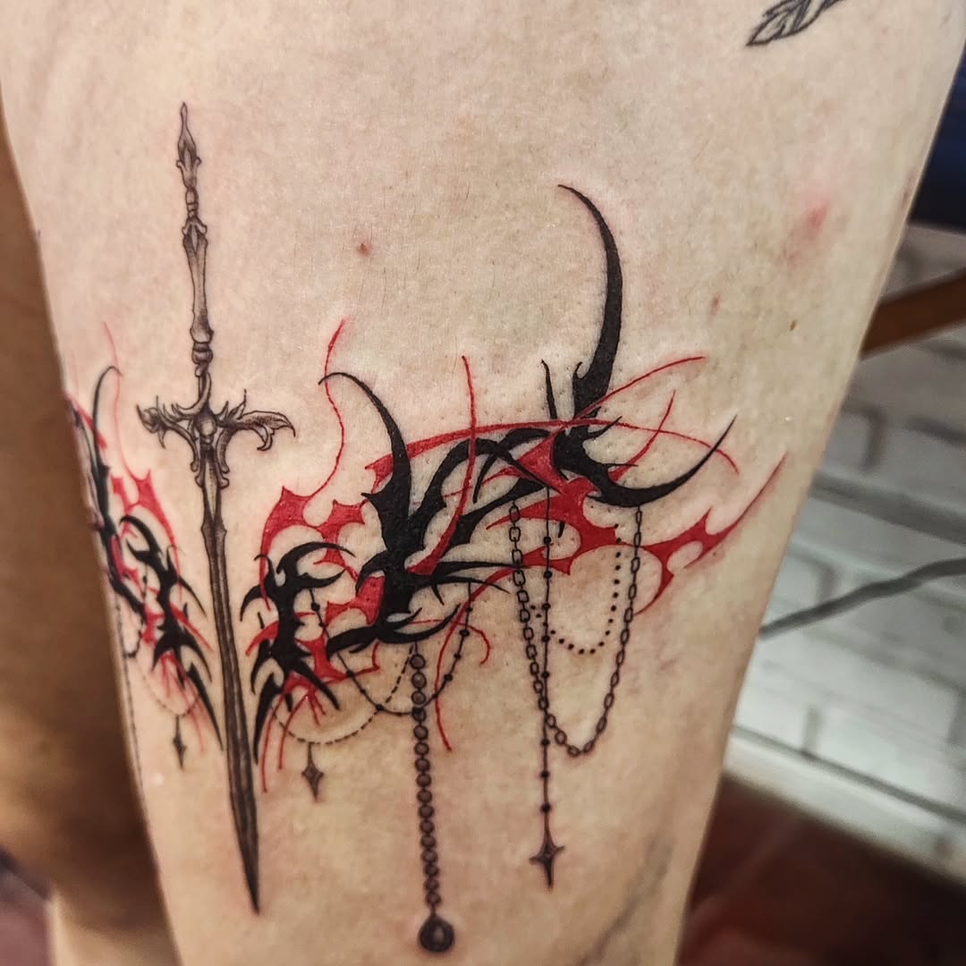Tattoo by @tintafinart — trash_polka, blackwork