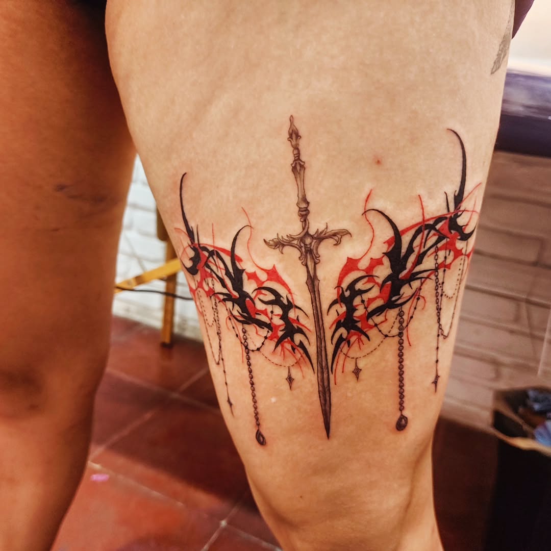 Tattoo by @tintafinart — blackwork, trash_polka