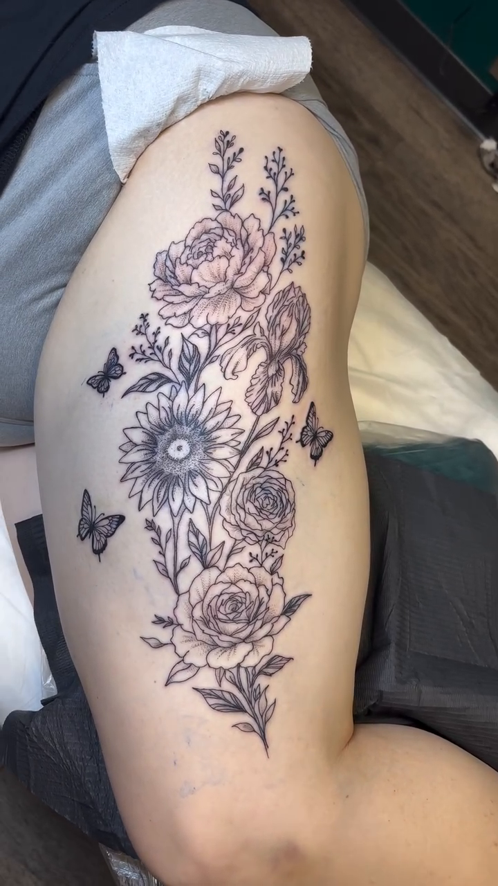 Tattoo by @tinyelephant_ink — fine_line, black_and_grey
