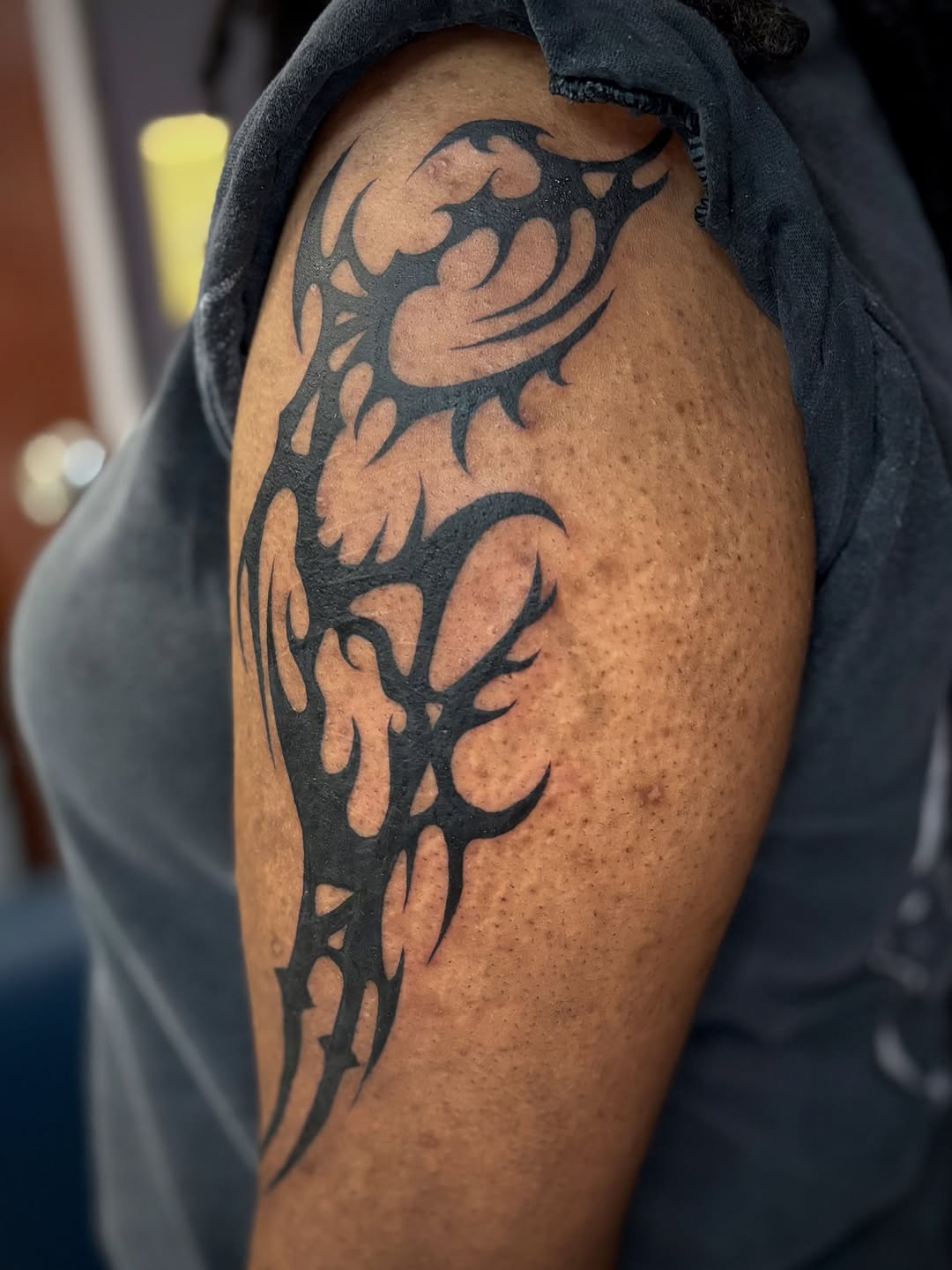 Tattoo by @erintpokes — tribal, blackwork