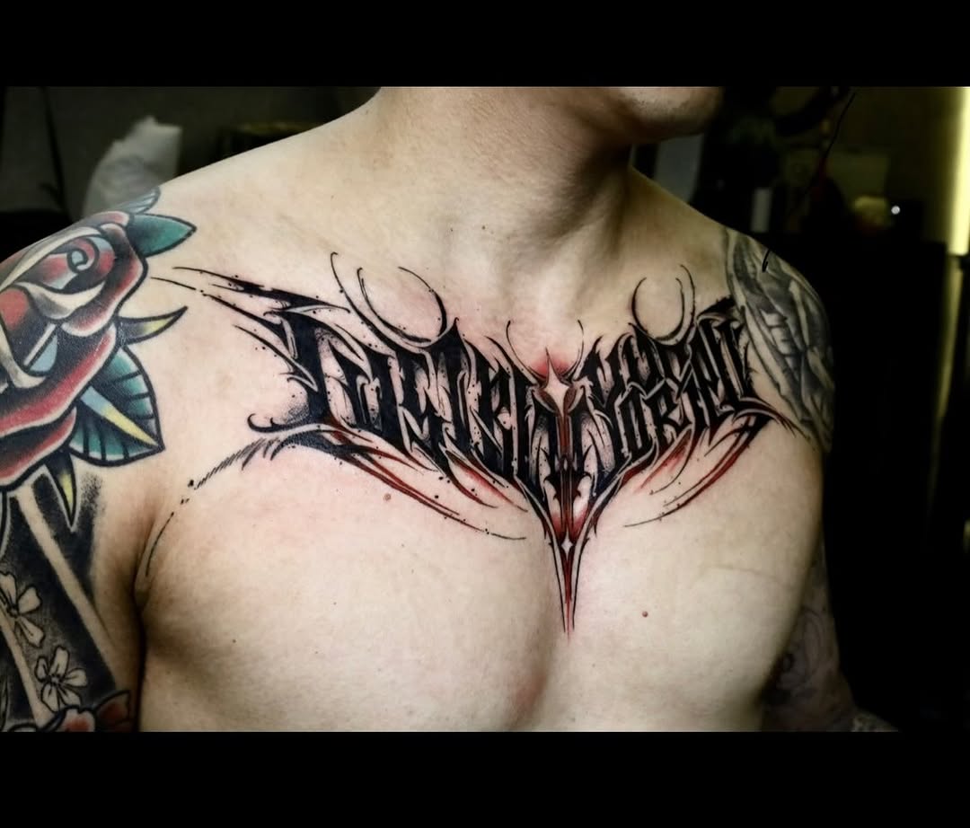 Tattoo by @northisleink_hk — lettering_script, blackwork