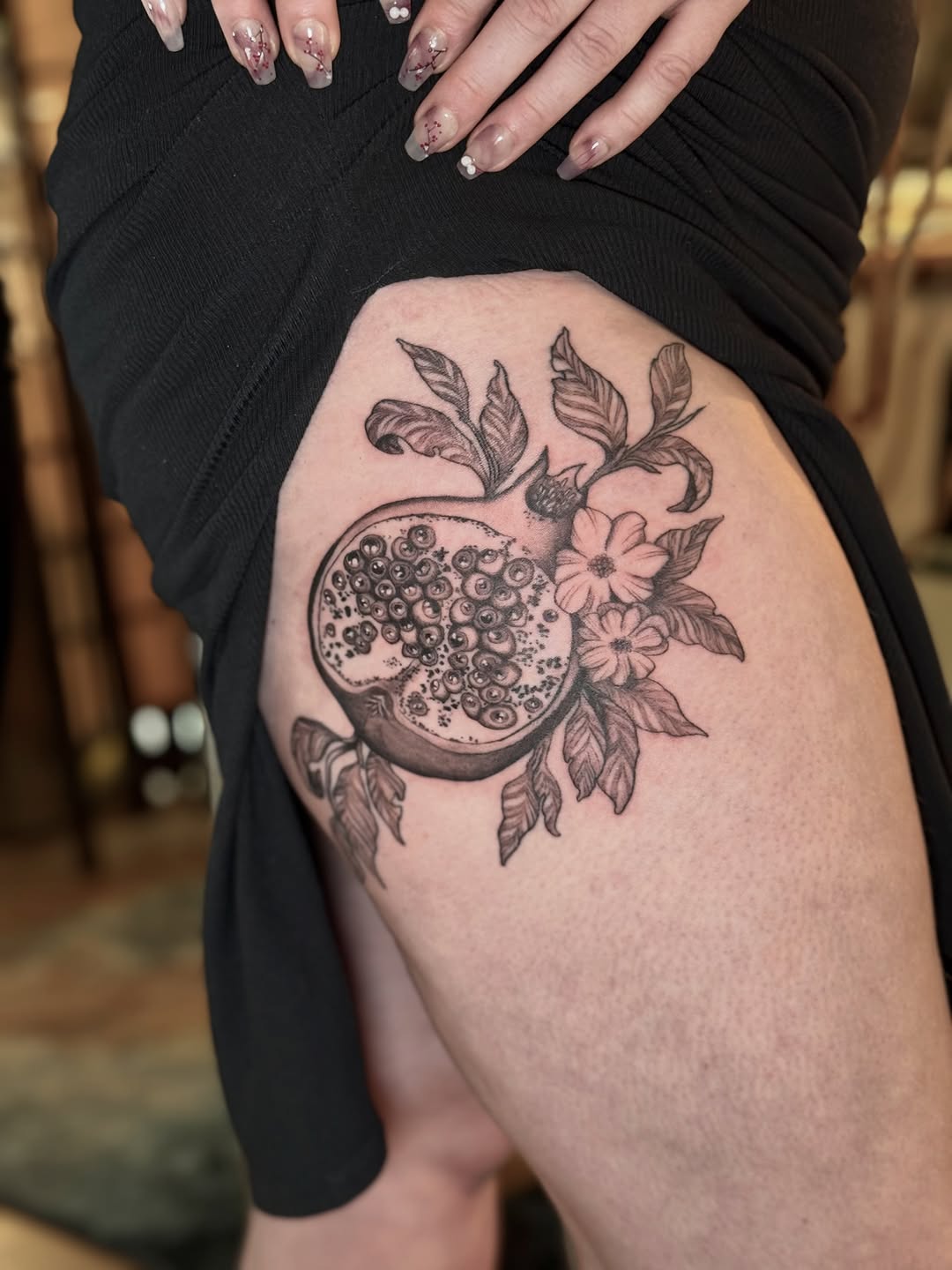 Tattoo by @velvet.briar — black_and_grey, fine_line