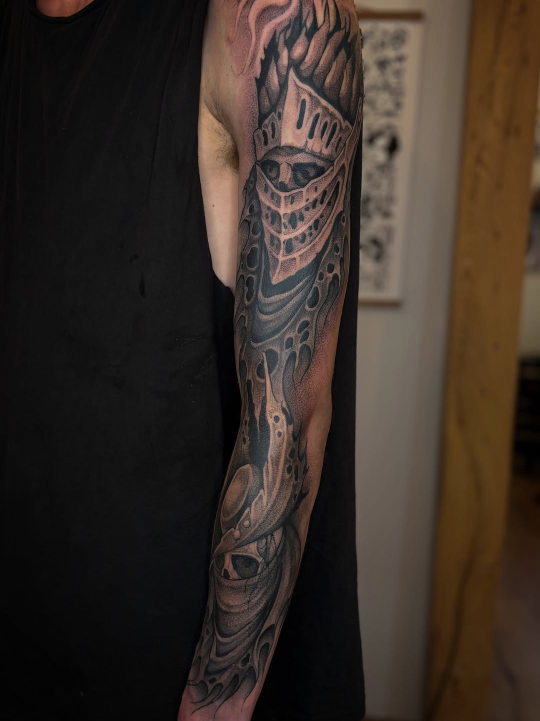 Tattoo by @seanbaldwintattoos — black_and_grey, dark_realism