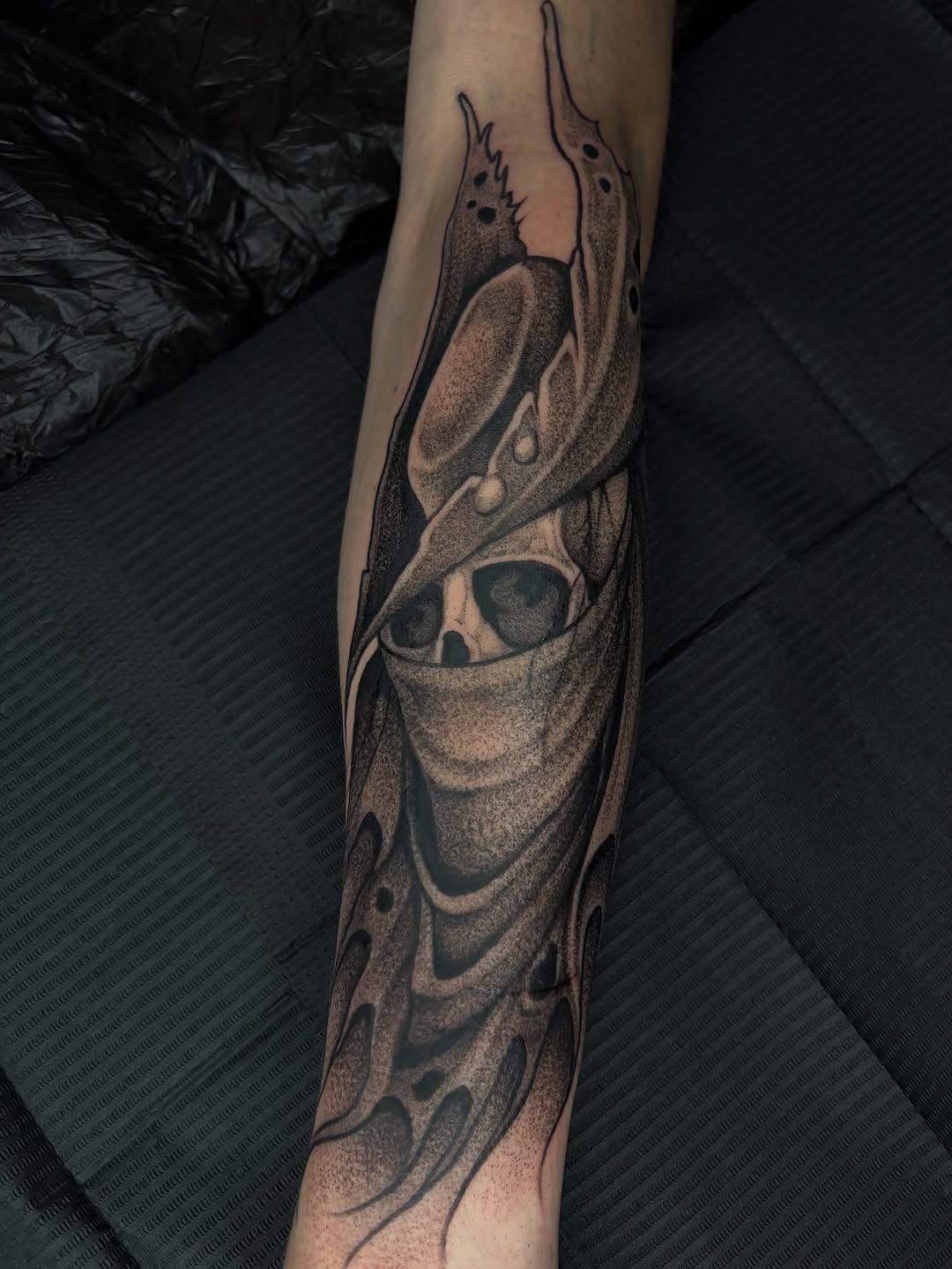 Tattoo by @seanbaldwintattoos — black_and_grey, dark_realism