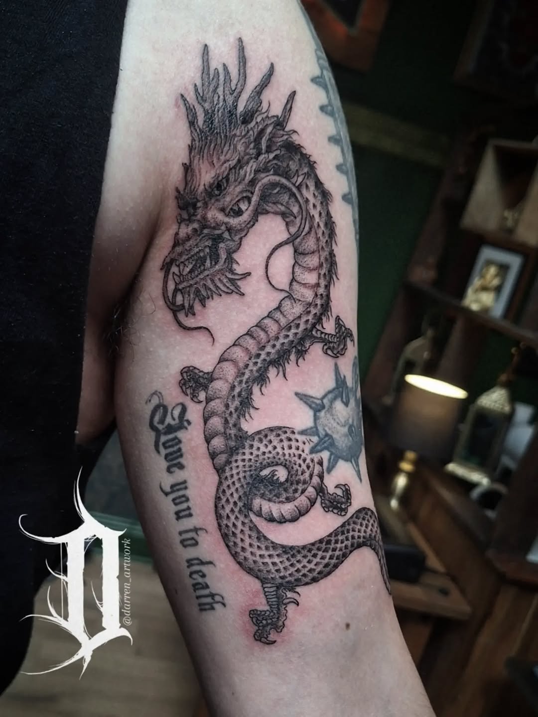 Tattoo by @darren_artwork โ japanese_irezumi, black_and_grey