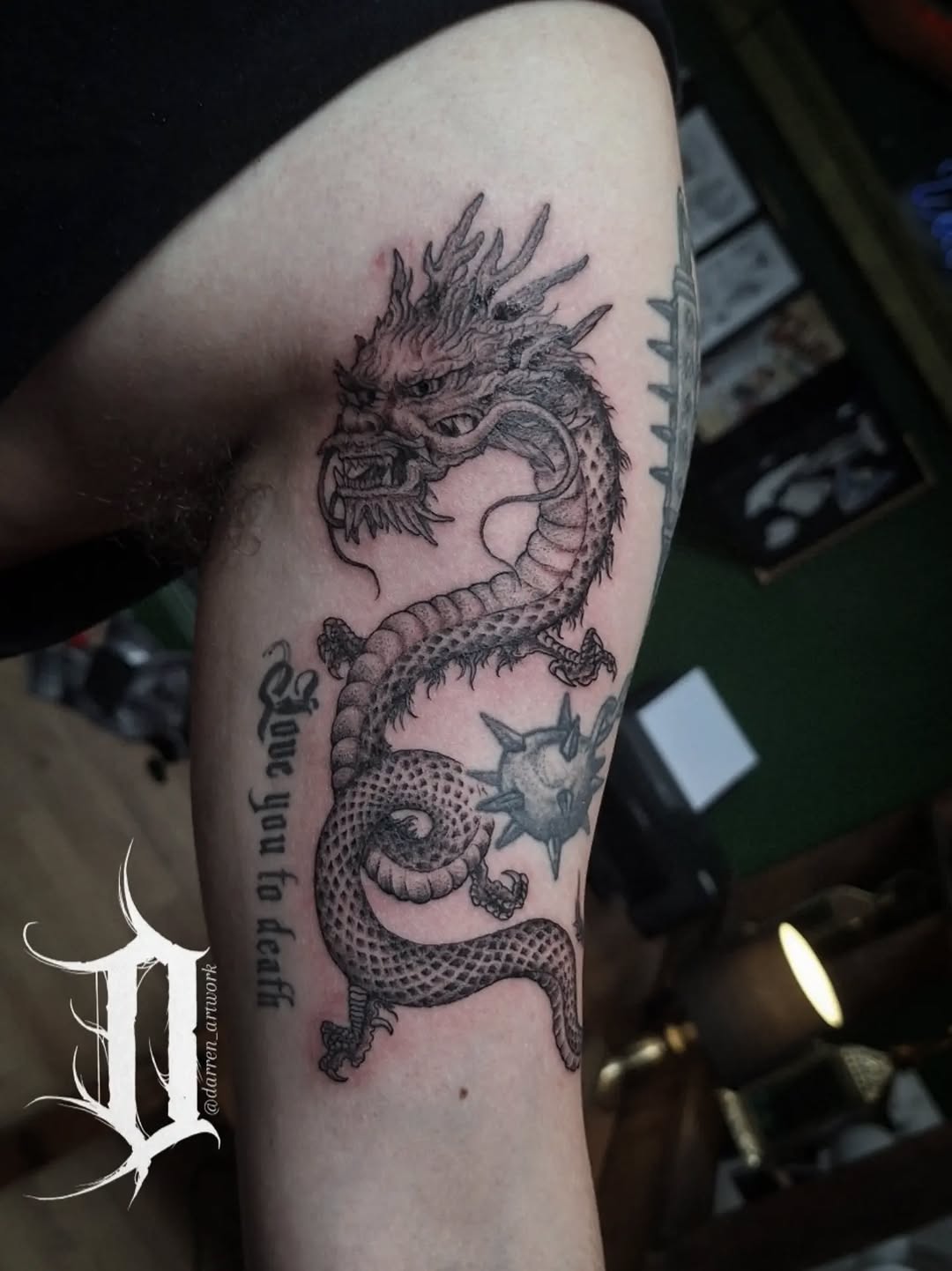 Tattoo by @darren_artwork โ japanese_irezumi, black_and_grey
