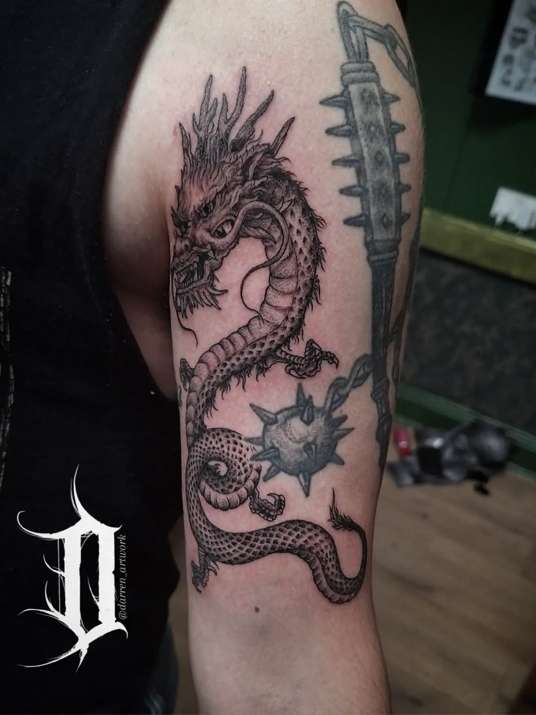Tattoo by @darren_artwork โ japanese_irezumi, black_and_grey