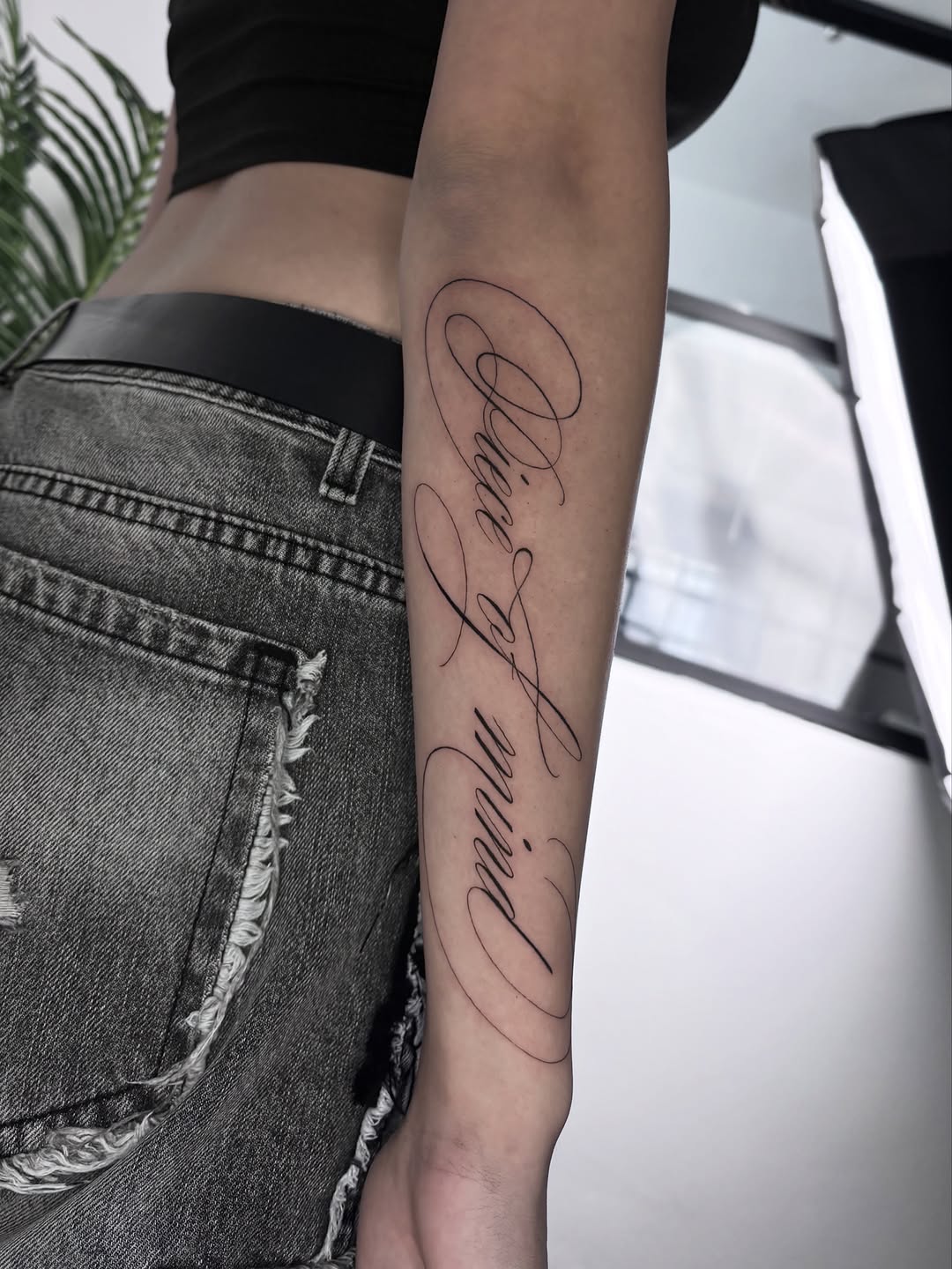 Tattoo by @ariusink โ lettering_script, fine_line