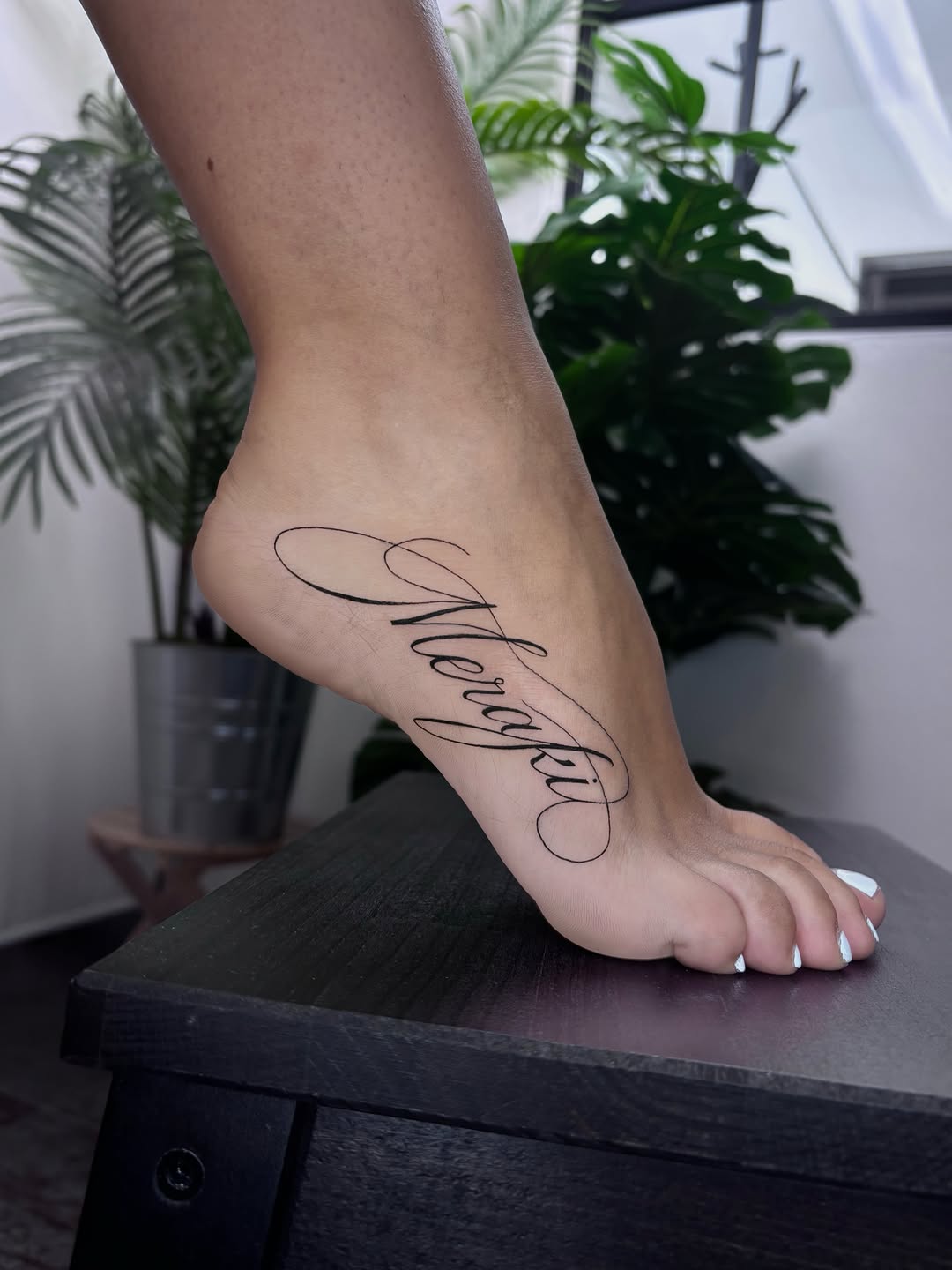 Tattoo by @ariusink โ lettering_script, fine_line