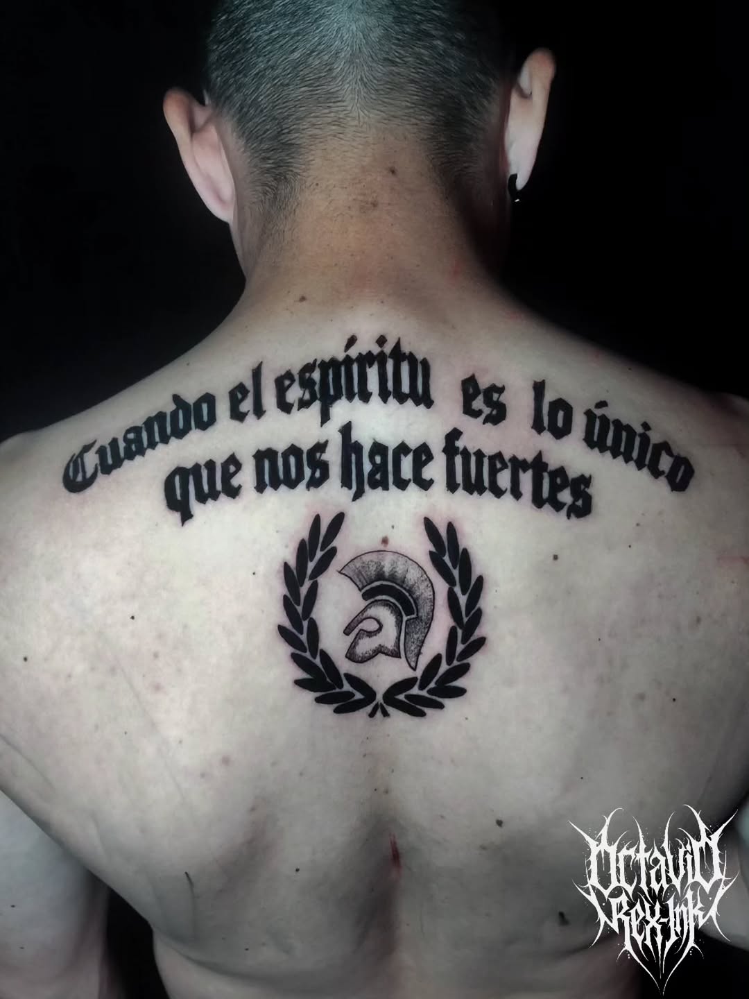 Tattoo by @octavio_rex_ink — lettering_script, blackwork