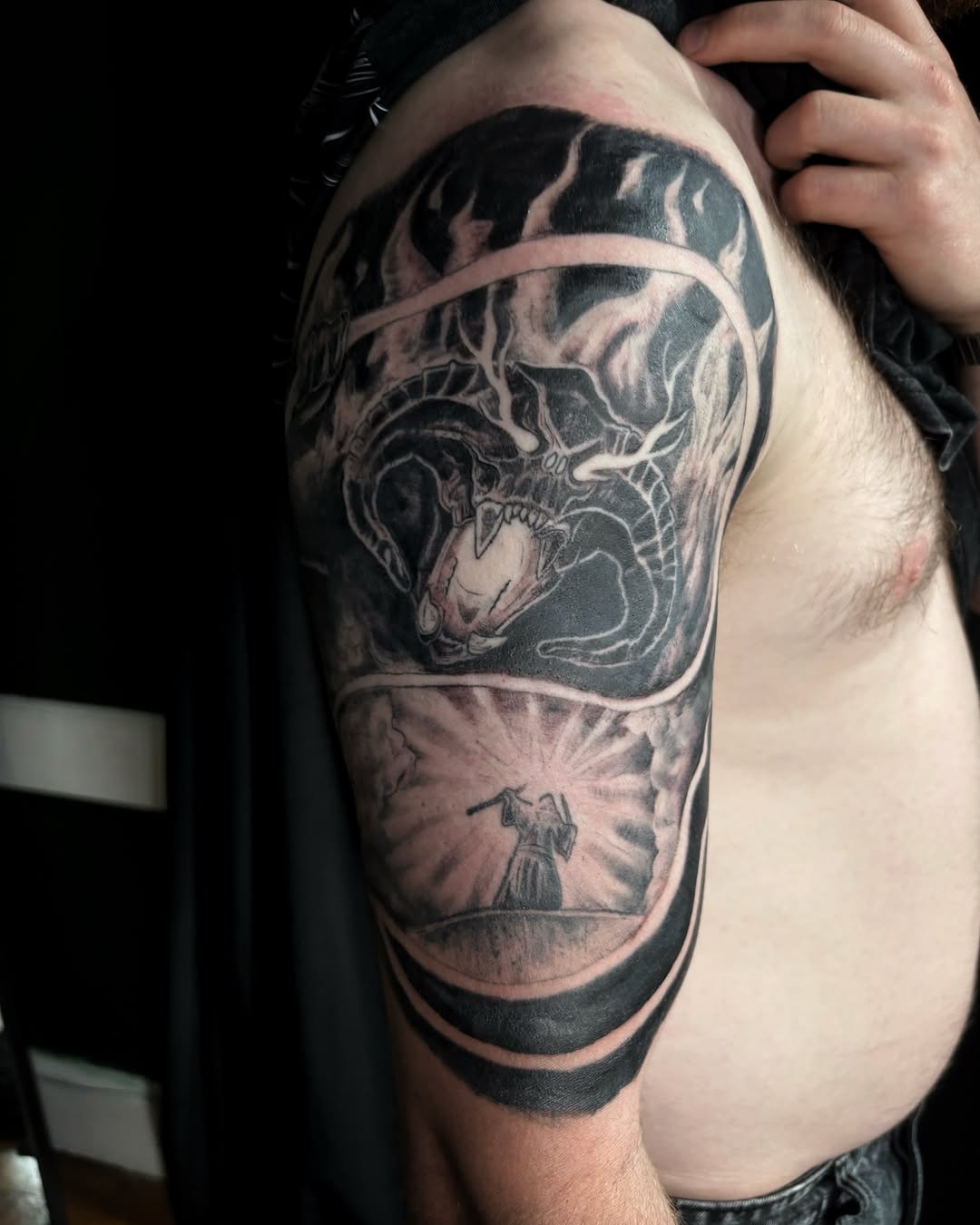 Tattoo by @scorchedbones_ โ black_and_grey, realism