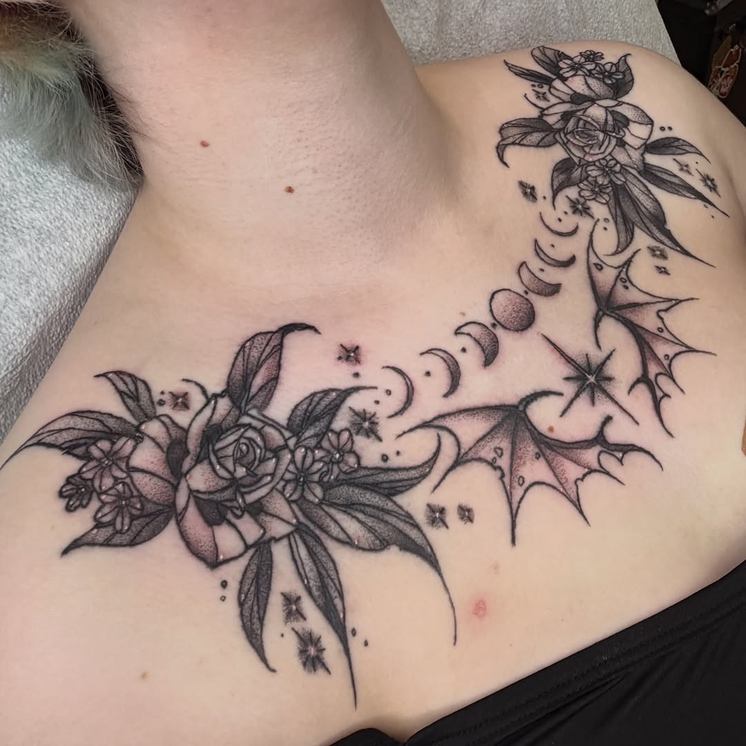 Tattoo by @saturniid.tattoo โ fine_line, dotwork