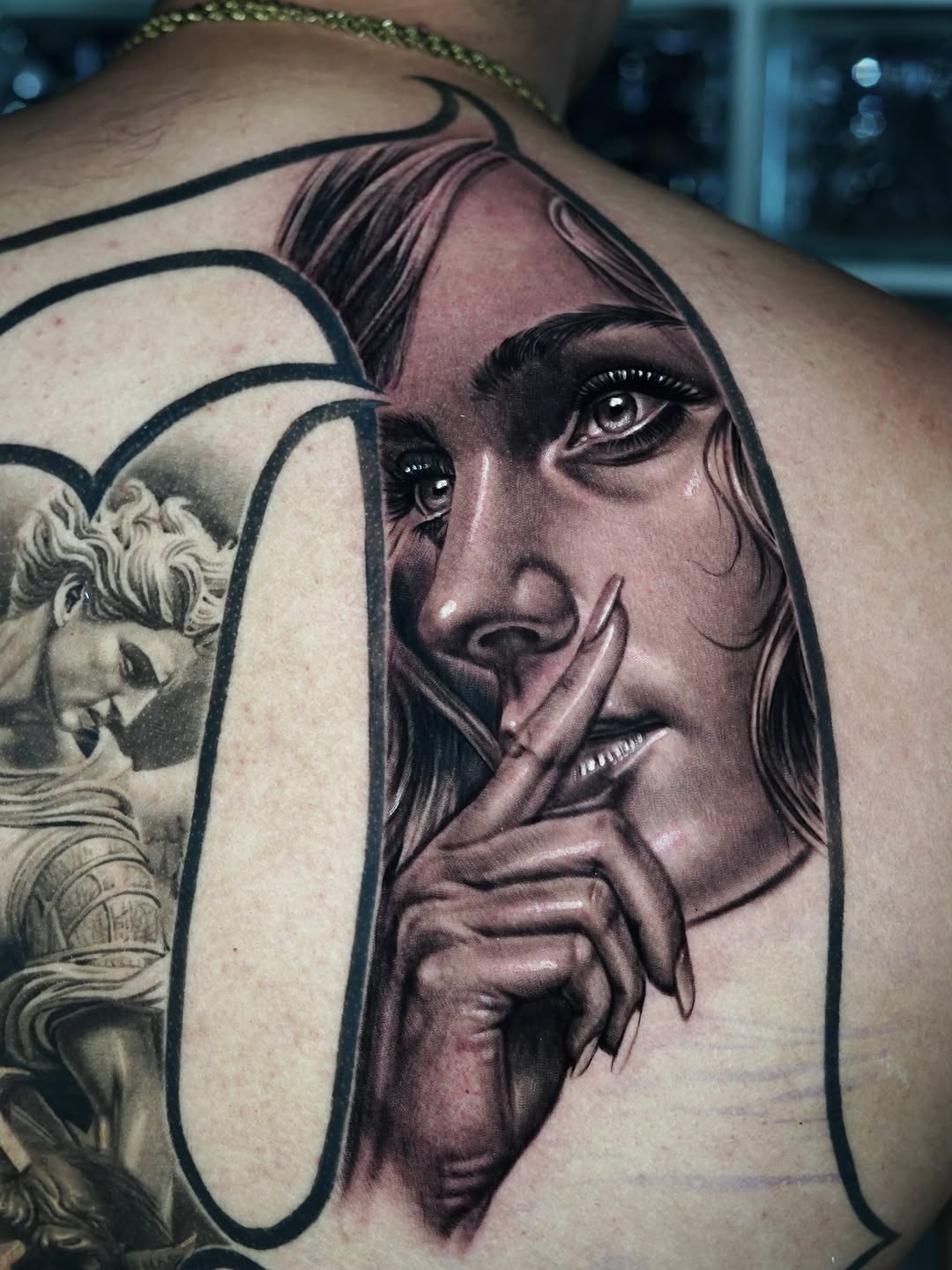 Tattoo by @sharon_skinart — realism, black_and_grey