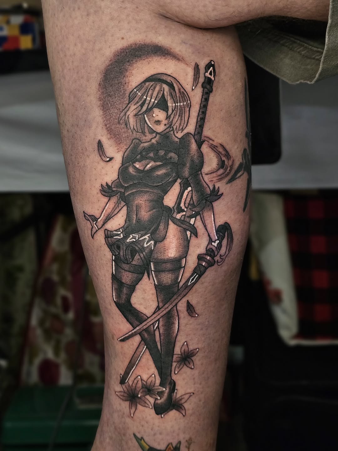 Tattoo by @alexalachutatattoos โ anime, black_and_grey