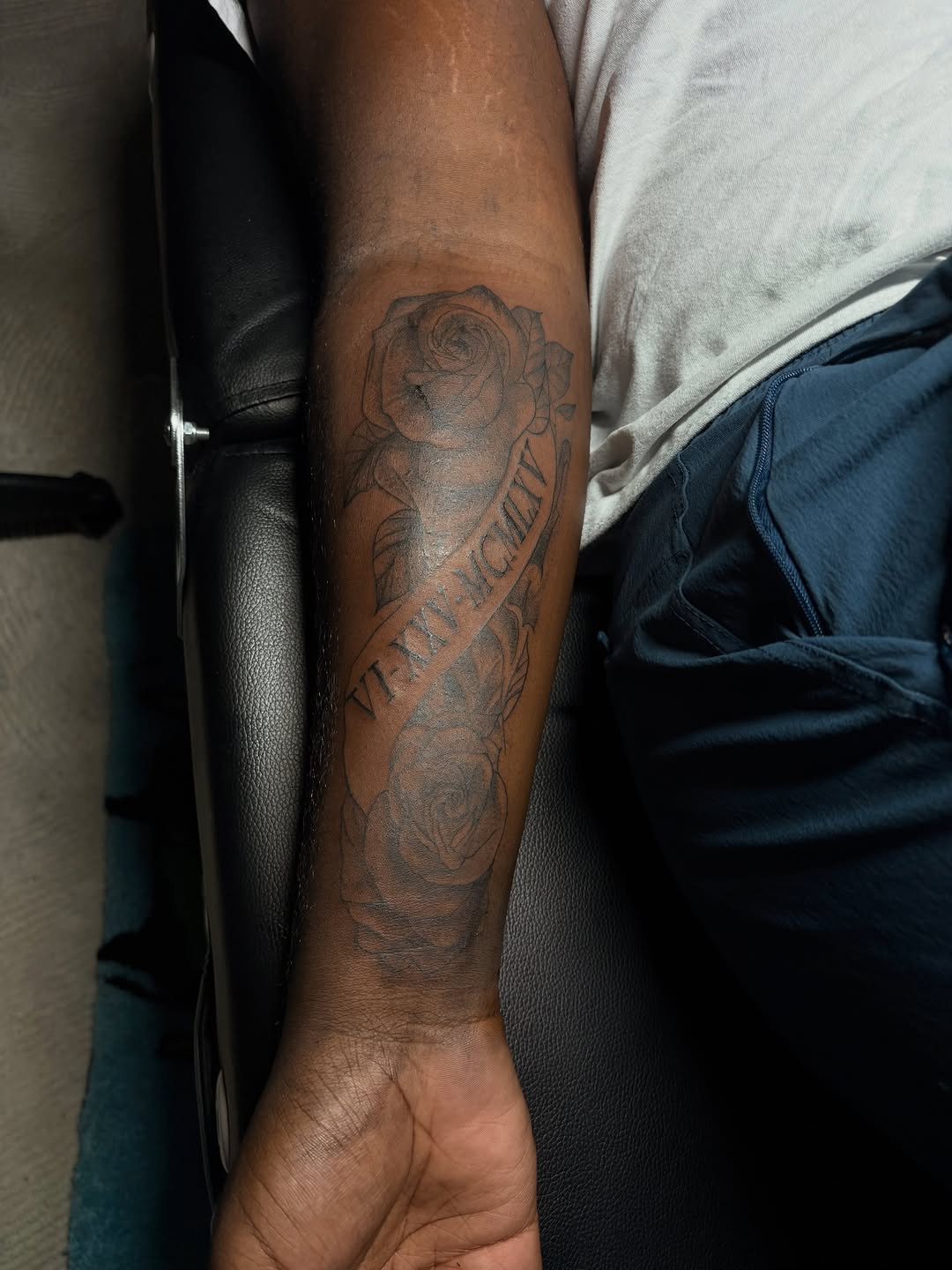 Tattoo by @winniinks — black_and_grey, lettering_script