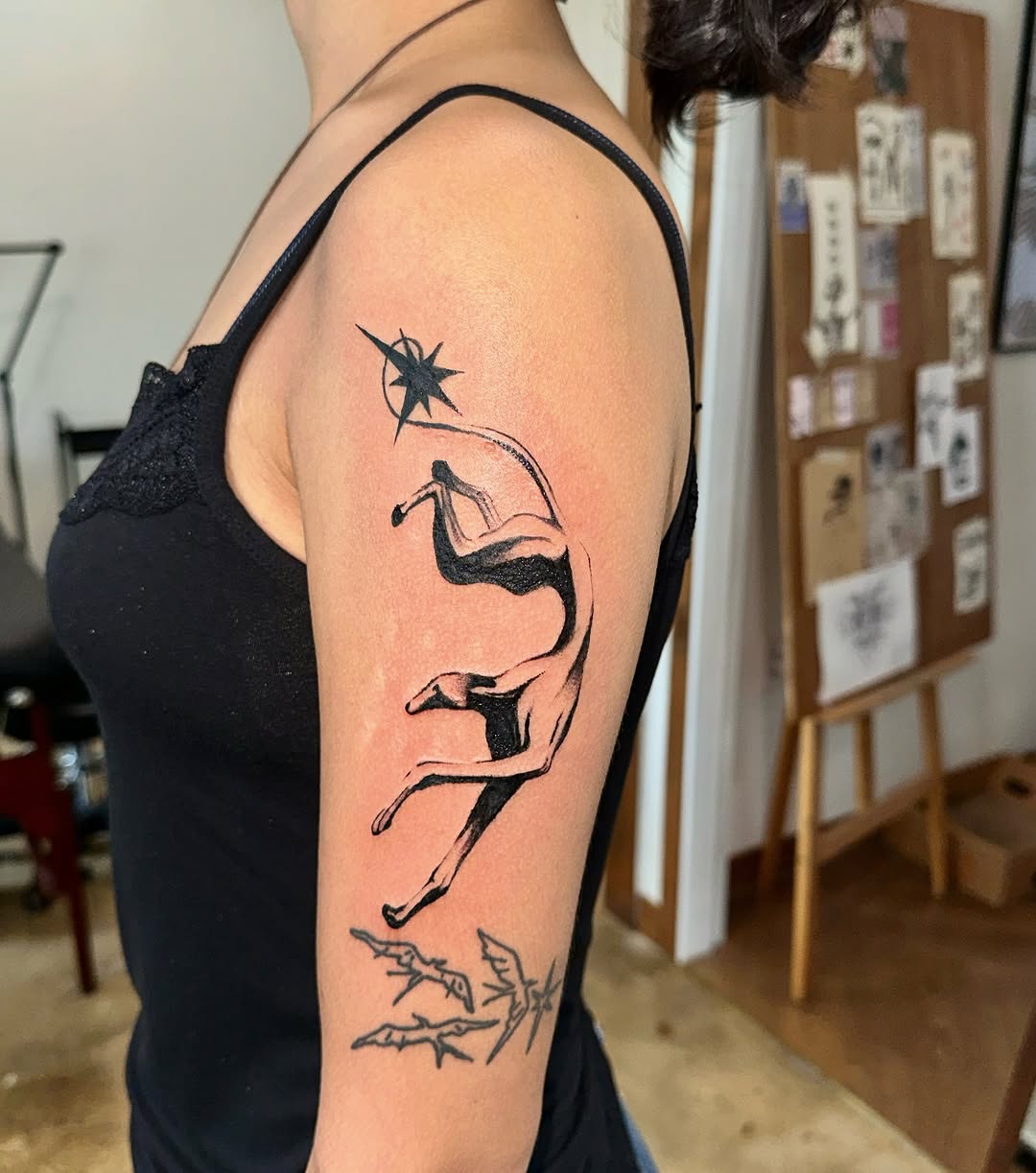 Tattoo by @kiijooya — black_and_grey, illustrative