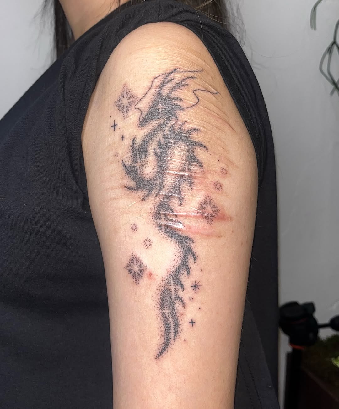 Tattoo by @bokchi_poke — dotwork, fine_line