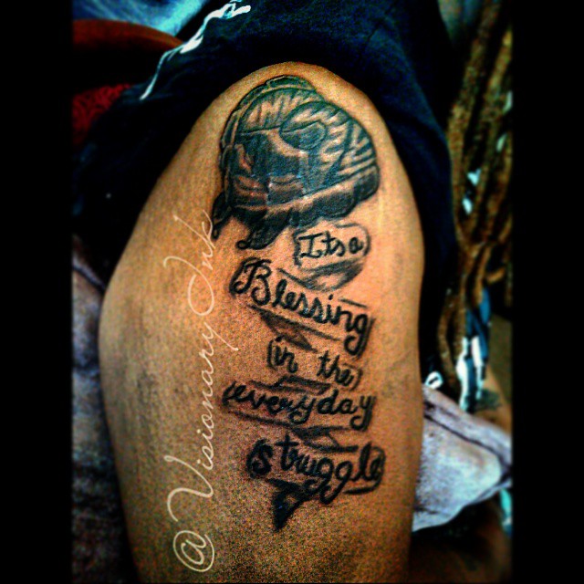 Tattoo by @visionaryink__ β lettering_script, blackwork