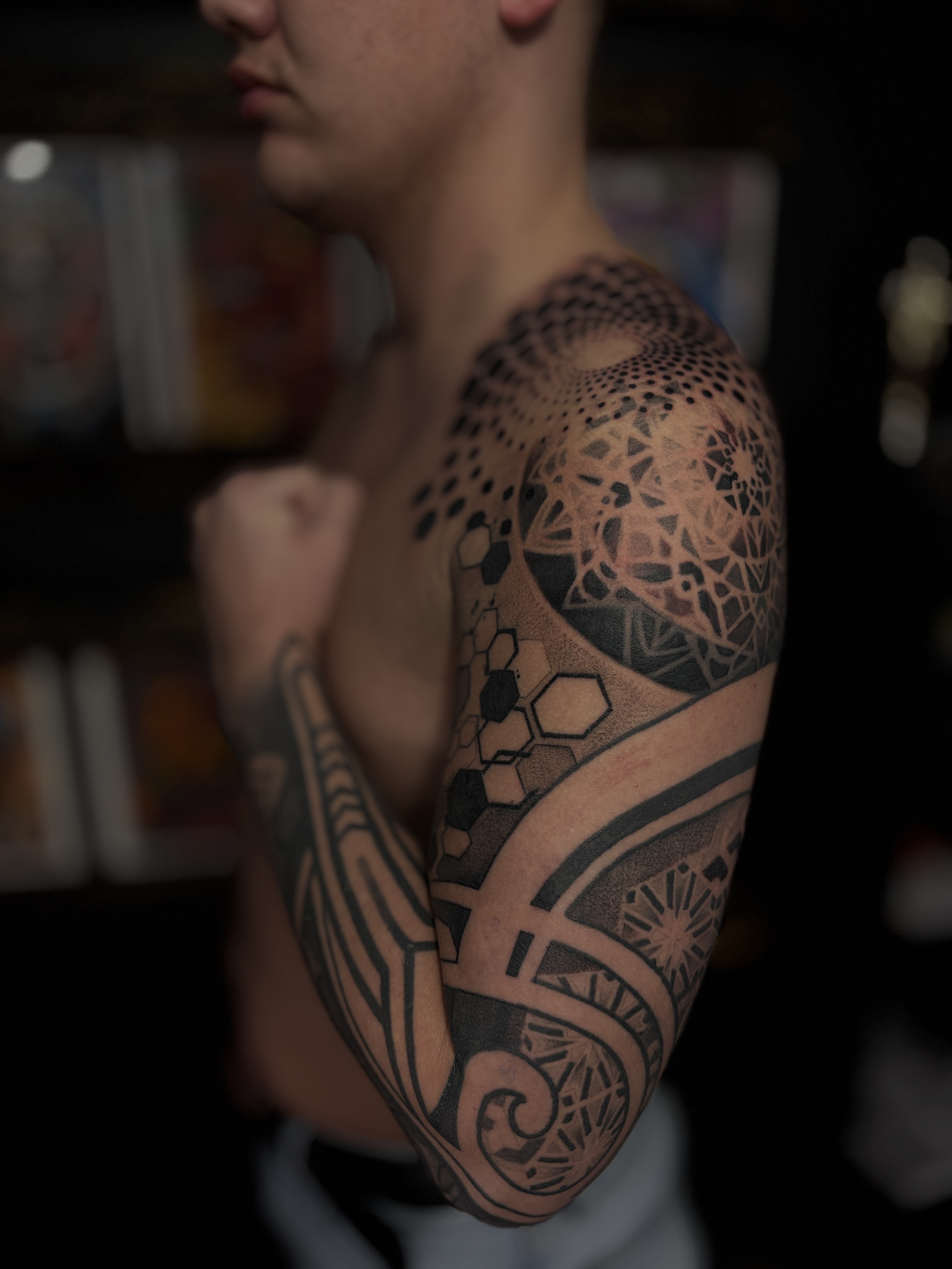 Tattoo by @milatattooriga — geometric, dotwork
